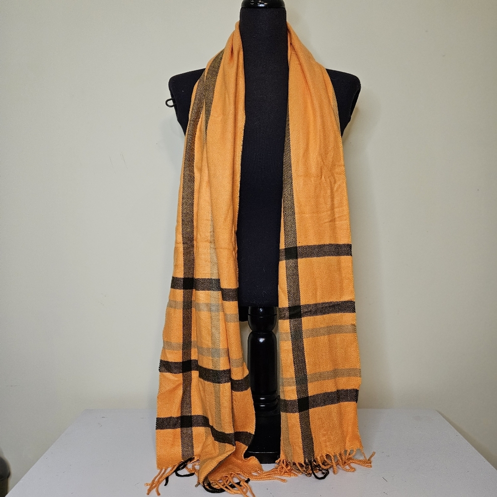 Orange and Black Plaid Scarf